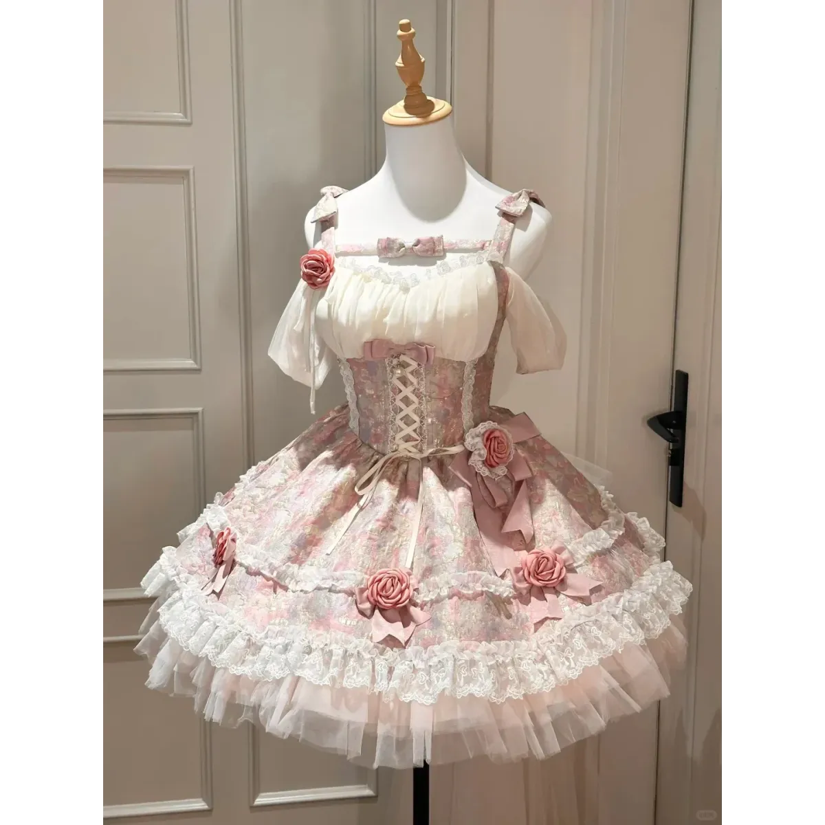 Fairy Elegant Lolita Lace Bow Strap Dress - All Dresses - Lolita Dress - 7