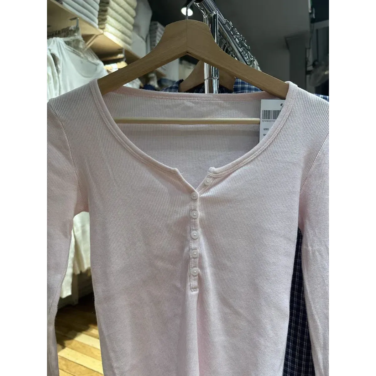 Six Button Ribbed Long Sleeve Slim Tee - T-Shirts - T-Shirt - 5