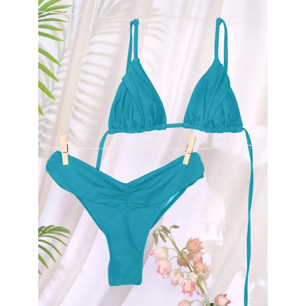 Frill Trim Triangle Bikini Set - Swimsuits - Swimsuit / Bikini / One-Piece Swimwear - 6
