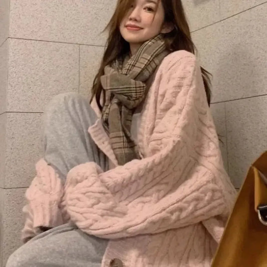 Twist Knit Pink Long Cardigan Sweater - Best Sellers - Cardigan - 7
