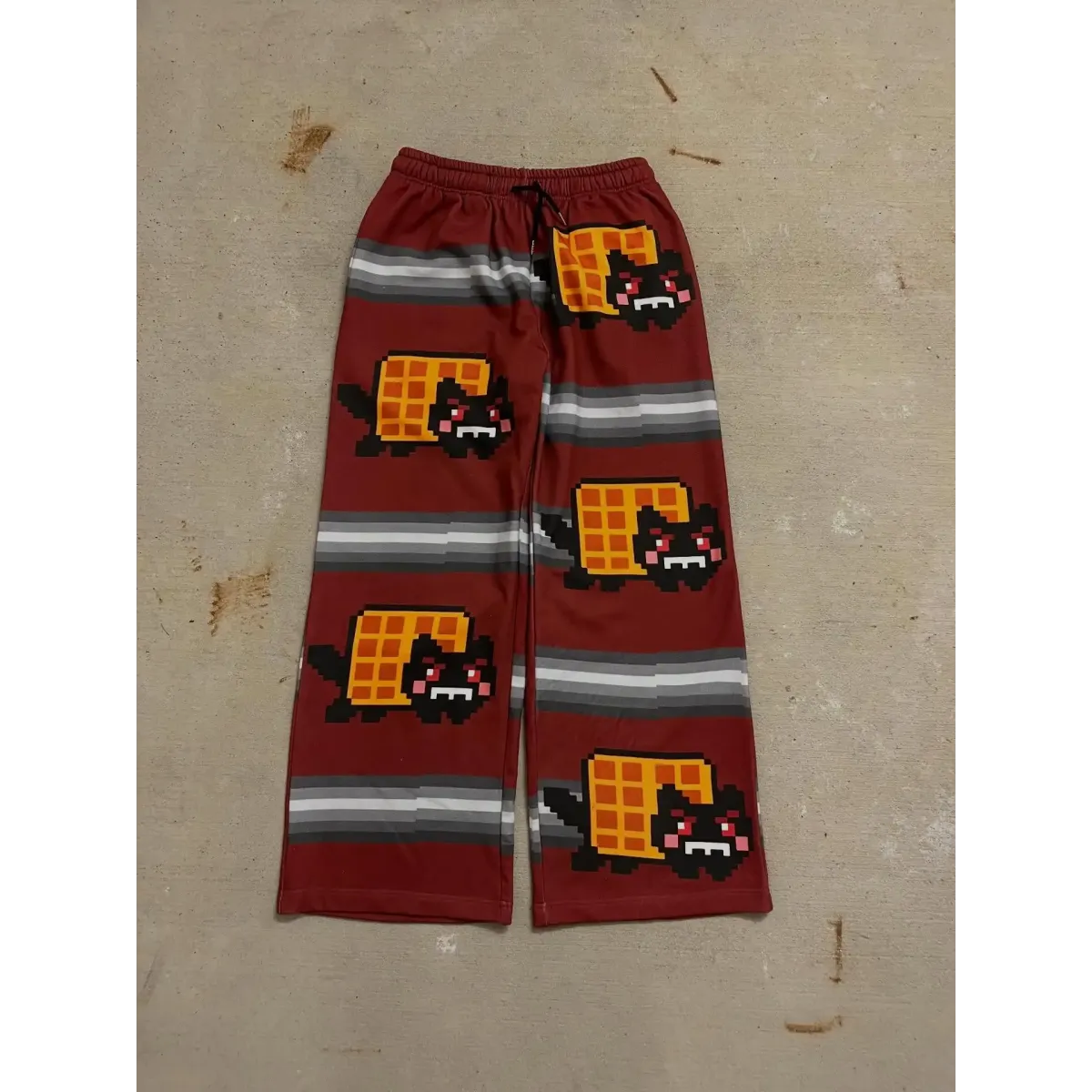 Pink Cartoon Cat Loose Y2K Jogger Pants - Bottoms - Joggers / Sweatpants - 5