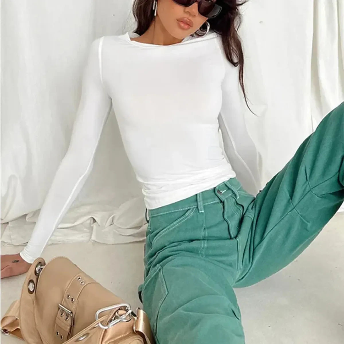 Solid Long Sleeve Slim Fit T-Shirt - T-Shirts - T-Shirt - 9