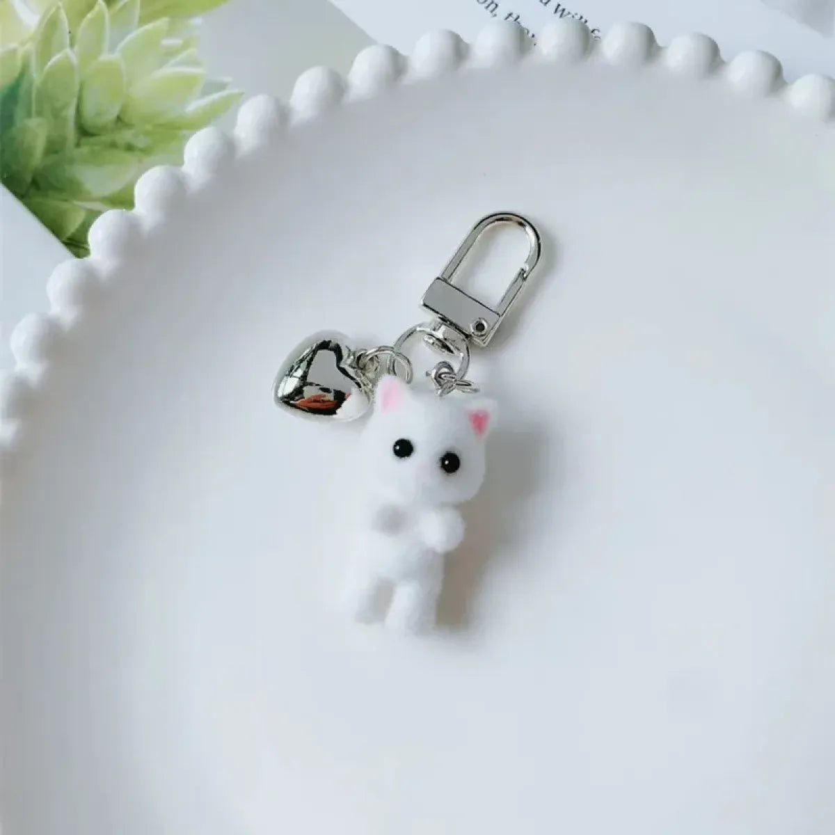Cute Flocking Cat Keychain Charm - Harajuku Style - Accessory - 6