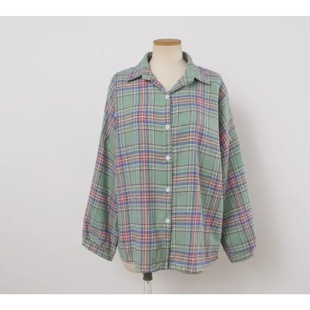 Vintage Preppy Plaid Button-Up Shirt - T-Shirts - Button-Up Shirt - 49