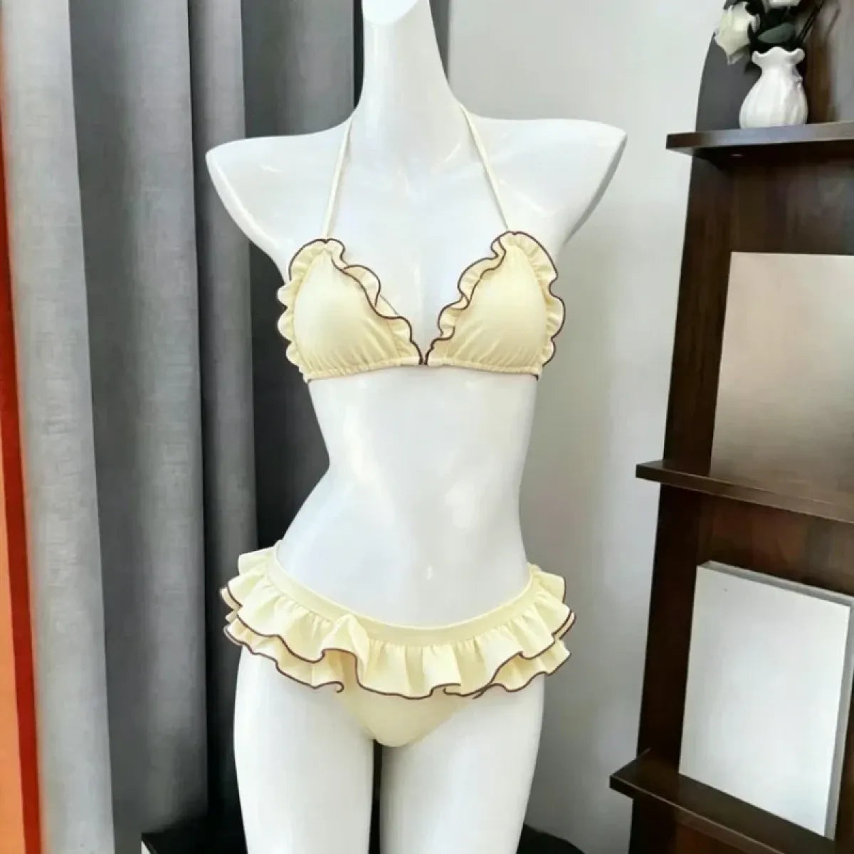 Japanese Kawaii Y2K Ruffle Halter Bikini Set - Swimsuits - Swimsuit / Bikini / One-Piece Swimwear - 8