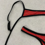 Y2K Contrast Lace-Up Backless Bikini Set - Swimsuits - Swimsuit / Bikini / One-Piece Swimwear - 5
