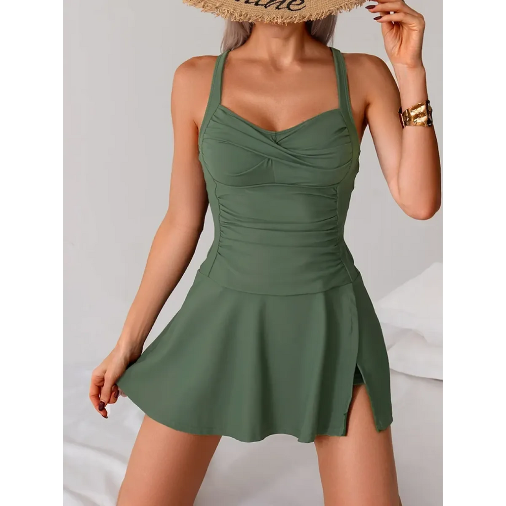 Solid Halter Cross Back Bikini Set - Swimsuits - Swimsuit / Bikini / One-Piece Swimwear - 4