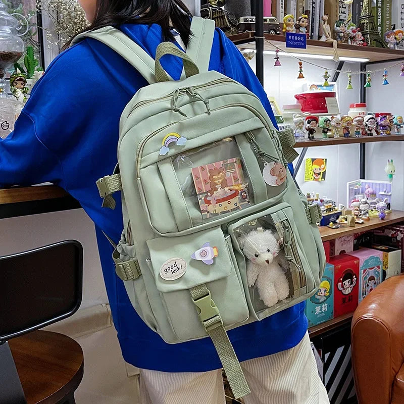 Waterproof Nylon Women's Backpack - Multi-Pocket Kawaii School & Laptop Bag - Kawaii Stop - 