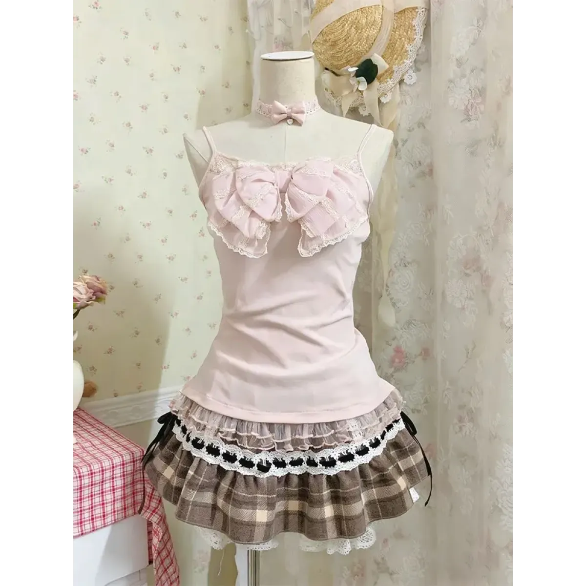Y2K Sweet 3-Piece Lace Mini Skirt Set - Bottoms - Sets / Co-ords - 2