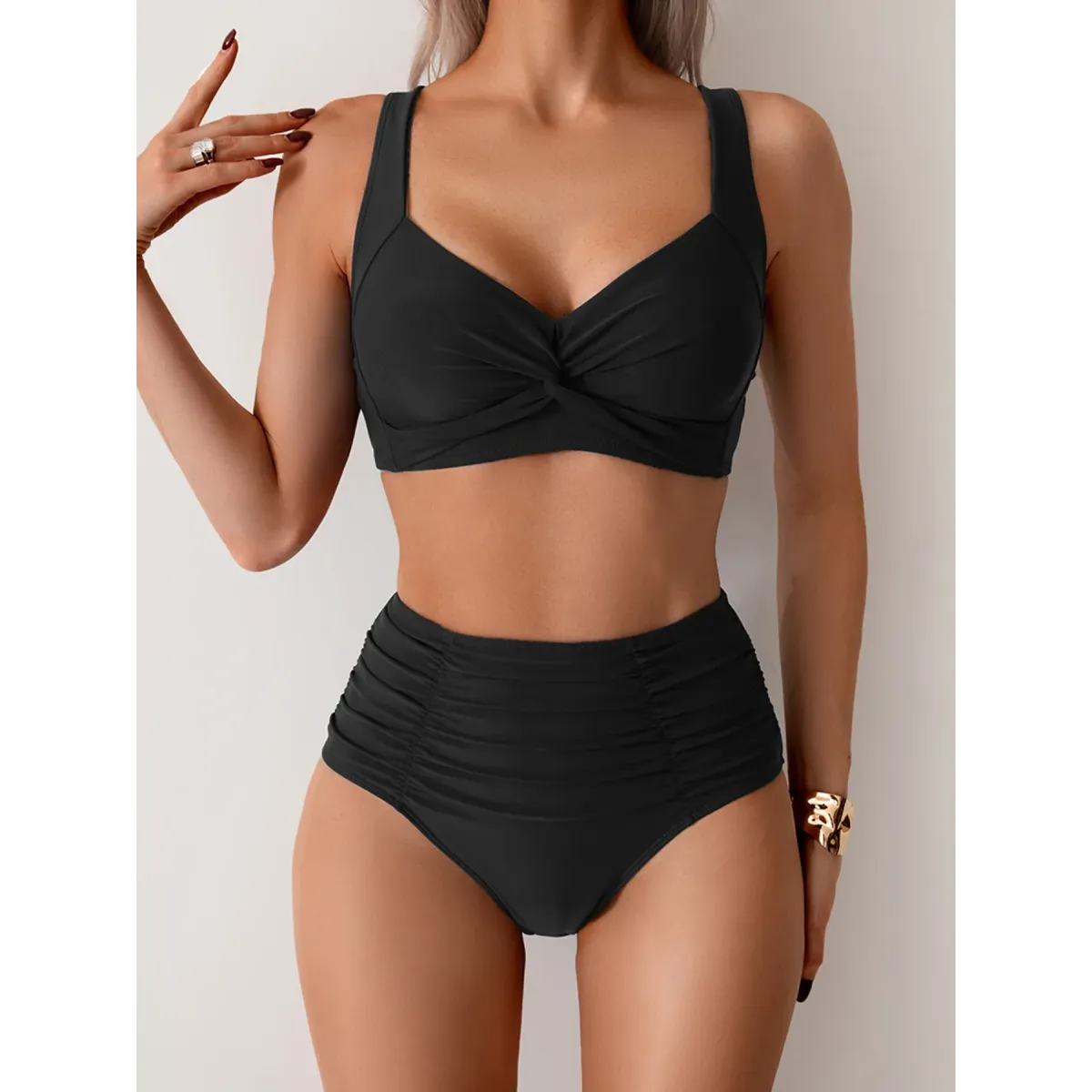 Solid High Waist Push Up Bikini Set - Swimsuits - Swimsuit / Bikini / One-Piece Swimwear - 6