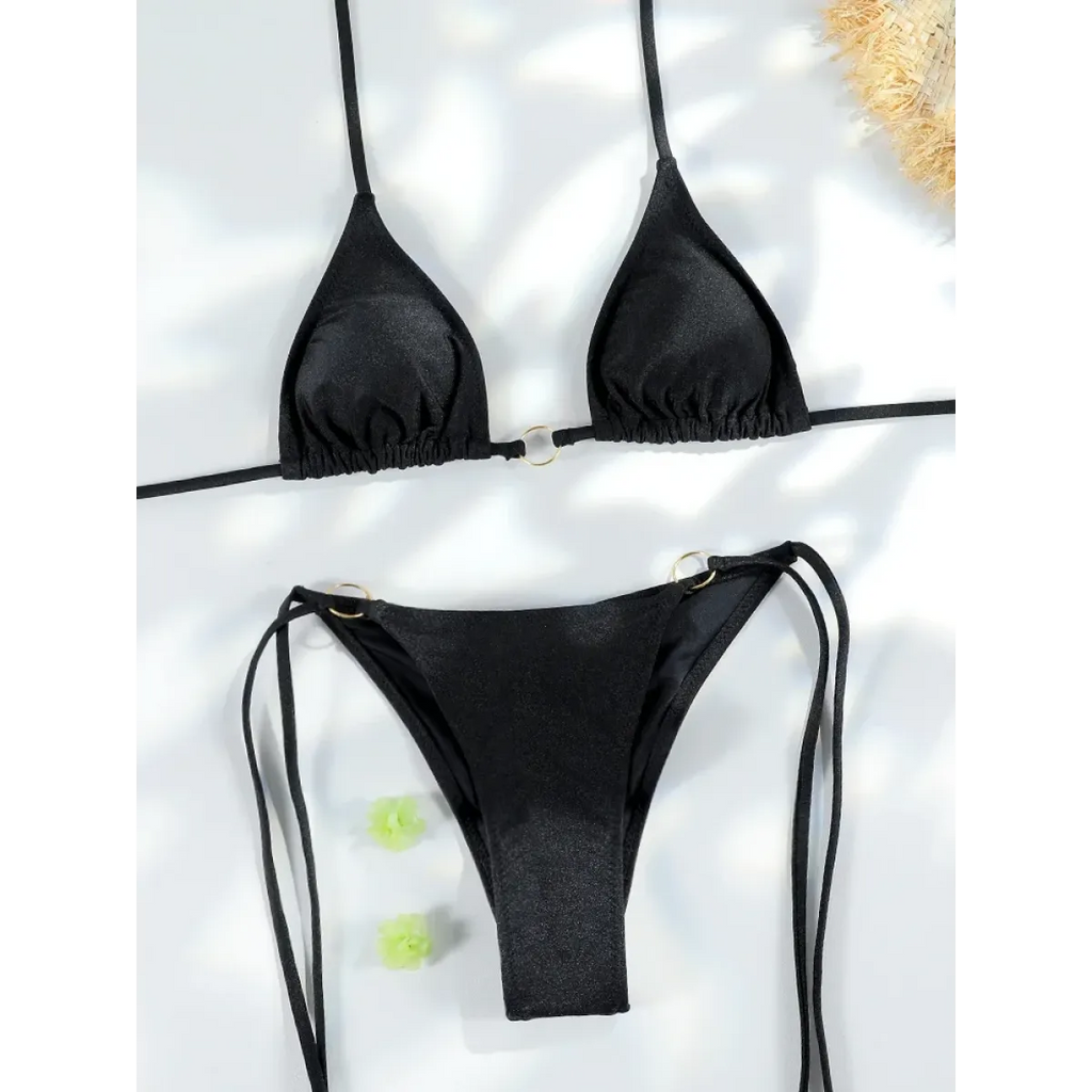 Triangle Chain Print Micro Thong Bikini Set - Swimsuits - Swimsuit / Bikini / One-Piece Swimwear - 8