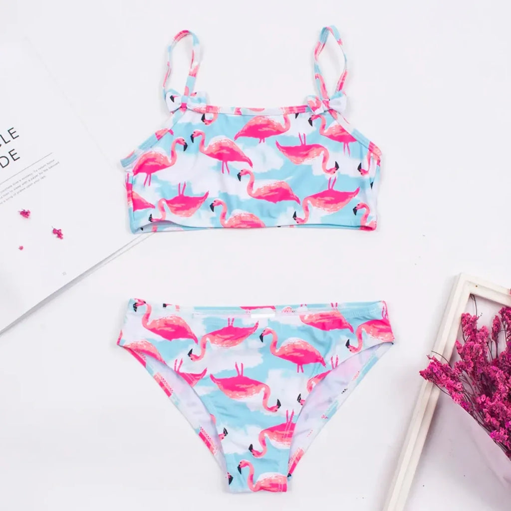 Girls Print Bow Bandeau Bikini Set - Bras - Swimsuit / Bikini / One-Piece Swimwear - 6