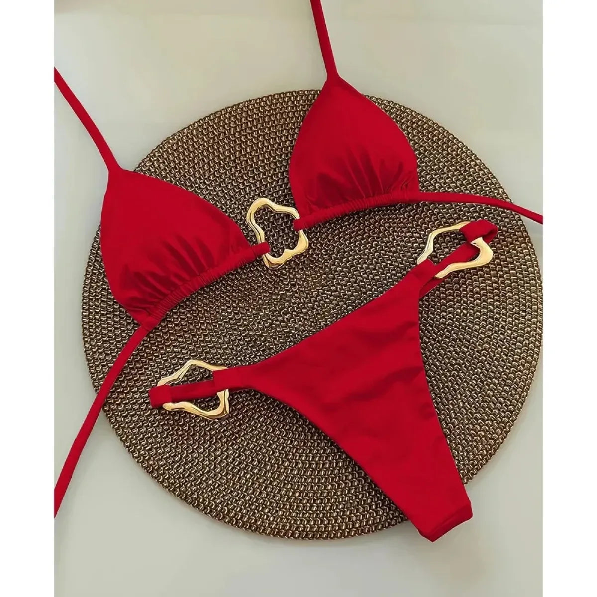 Solid Color Lace-Up Two-Piece Bikini Set - Swimsuits - Swimsuit / Bikini / One-Piece Swimwear - 4