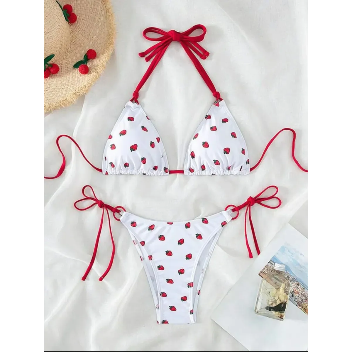Strawberry Print Halter Micro Bikini Set - Swimsuits - Swimsuit / Bikini / One-Piece Swimwear - 1