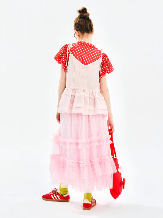 Pink Checkered Tulle Skirt – Sweet Fantasy Half Skirt