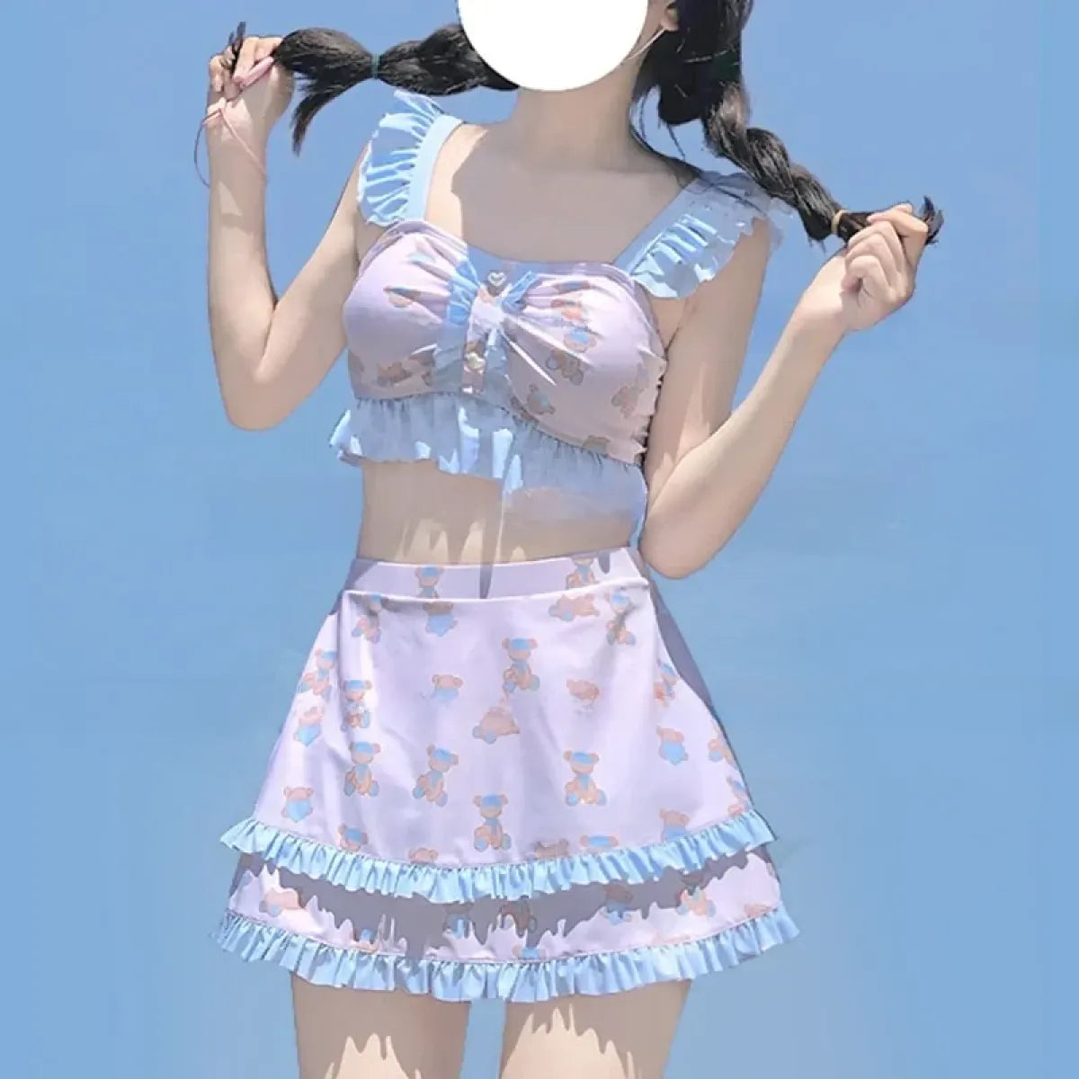Cute Bear Print Lolita Bikini Swimsuit - Women’s - Swimsuit / Bikini / One-Piece Swimwear - 6