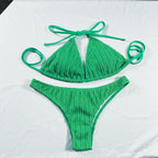 Jacquard Drawstring Two Piece Bikini Set - Swimsuits - Swimsuit / Bikini / One-Piece Swimwear - 7