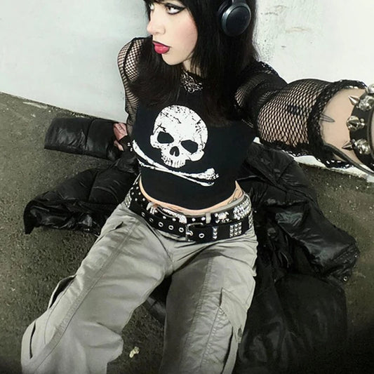 Punk Skull Camisole - Grunge Crop Top