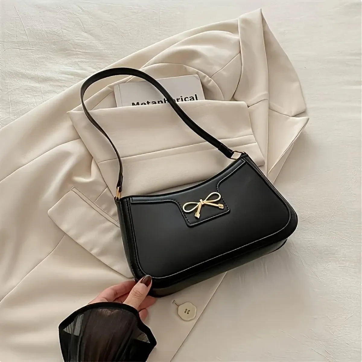 Bowknot Shoulder Bag With Zipper Closure - Best Sellers - Shoulder Bag - 1