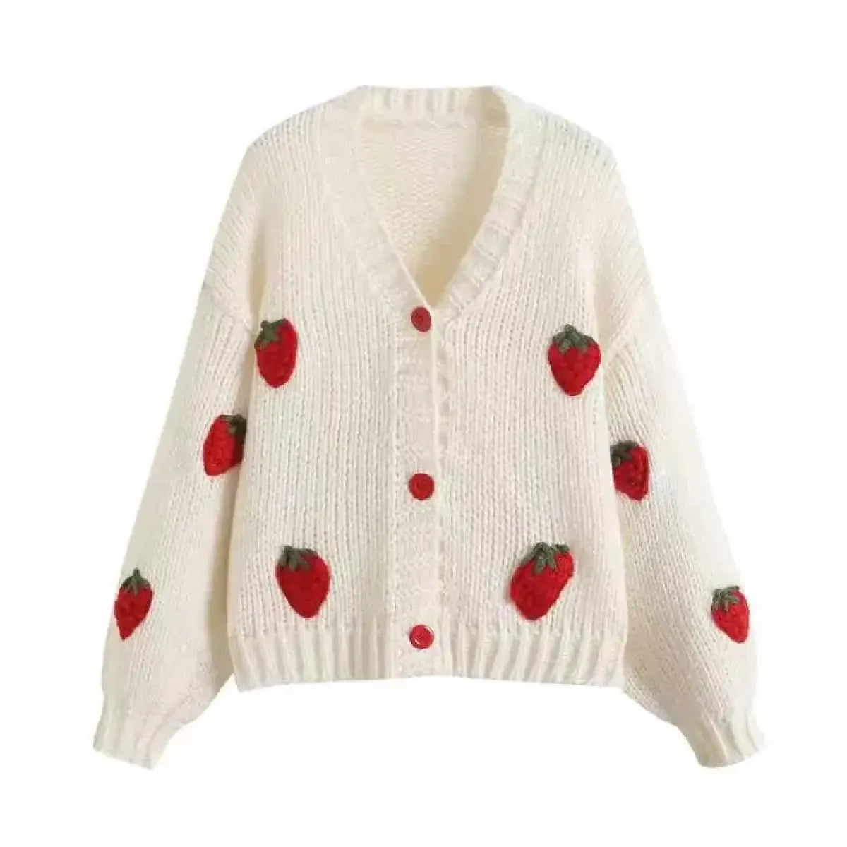 Sweet Strawberry Embroidered V-Neck Cardigan - Best Sellers - Cardigan - 7