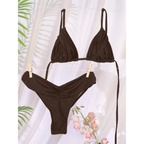 Frill Trim Triangle Bikini Set - Swimsuits - Swimsuit / Bikini / One-Piece Swimwear - 3