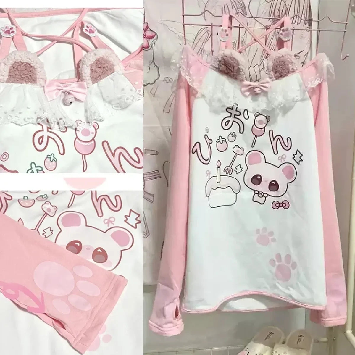 Kawaii Anime Print Slash Neck Long Sleeve Tee - T-Shirts - T-Shirt - 3