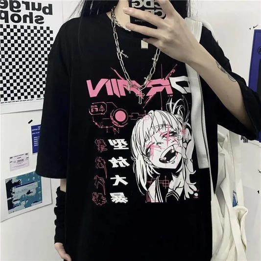 Cyber Pop Fantasy Tee – Vibrant Neon Anime Streetwear Shirt