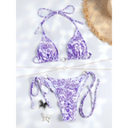 Triangle Chain Print Micro Thong Bikini Set - Swimsuits - Swimsuit / Bikini / One-Piece Swimwear - 10