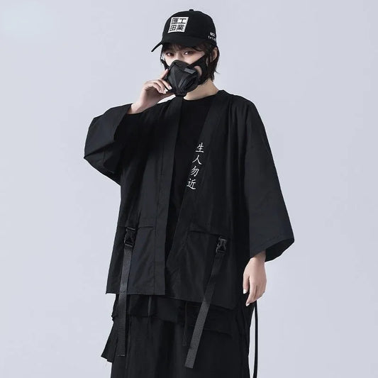 Techwear Punk Gothic T-shirt - Kawaii Stop - Broadcloth, Fashion Statement, Futuristic Look, Gothic, High-Quality Material, Japan Style, Letter Pattern, Men's Fashion, Must-Have, Polyester, Punk, Stylish Outfit, Techwear, Three Quarter Sleeves, Trendy Fashion, Unique Style, Versatile, Wardrobe Essential