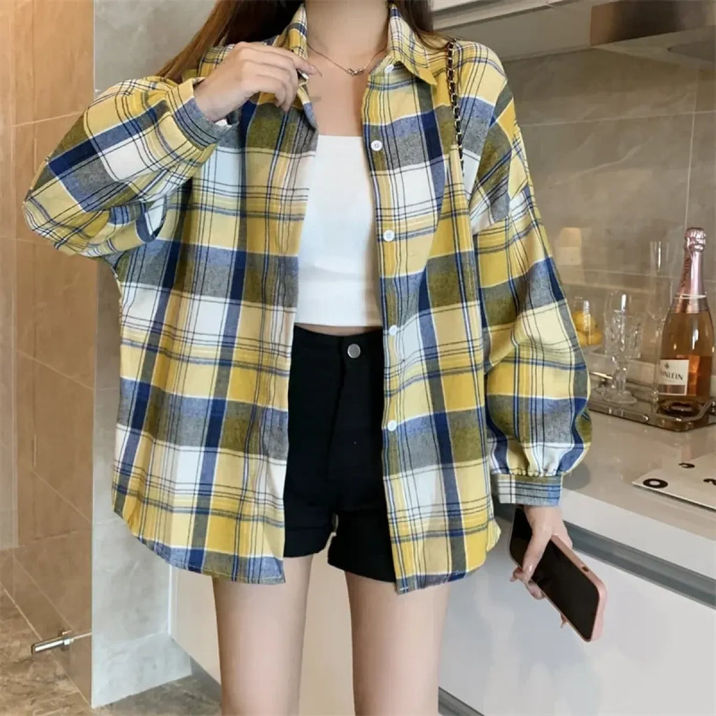 Vintage Preppy Plaid Button-Up Shirt - T-Shirts - Button-Up Shirt - 27