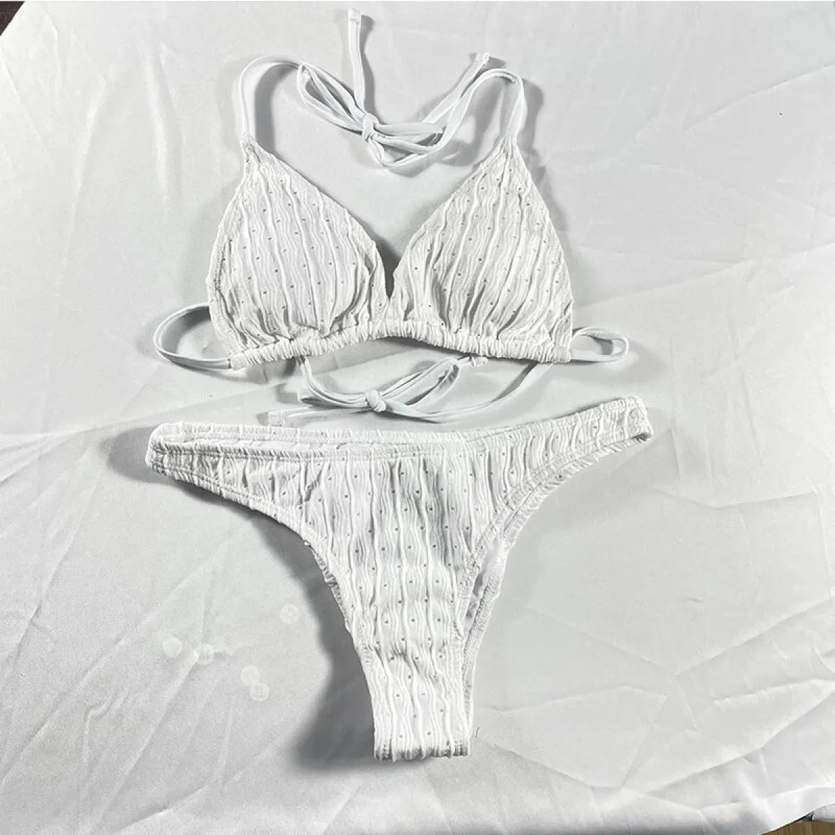 Jacquard Drawstring Two Piece Bikini Set - Swimsuits - Swimsuit / Bikini / One-Piece Swimwear - 8