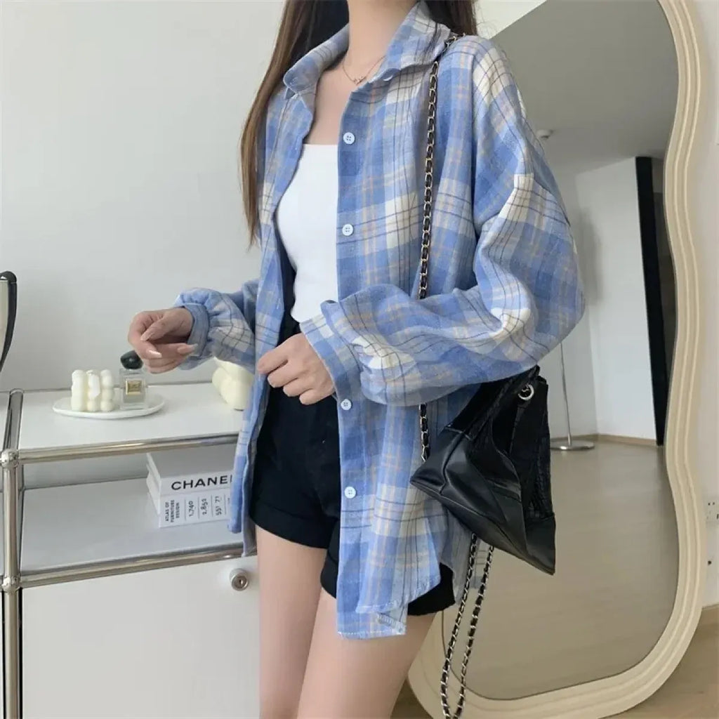 Vintage Preppy Plaid Button-Up Shirt - T-Shirts - Button-Up Shirt - 9