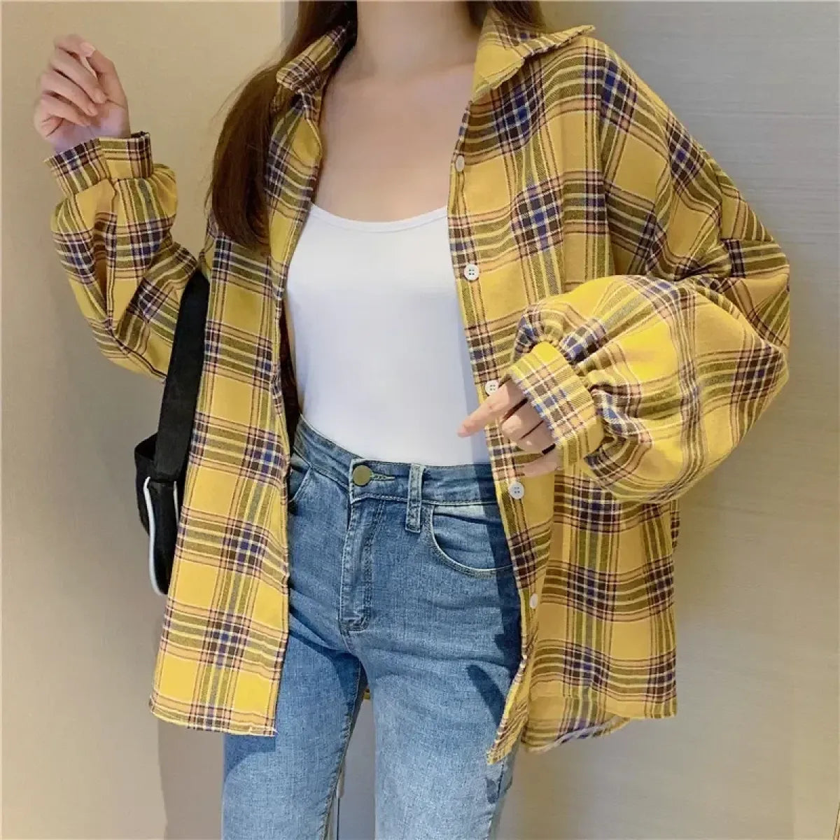 Vintage Preppy Plaid Button-Up Shirt - T-Shirts - Button-Up Shirt - 44