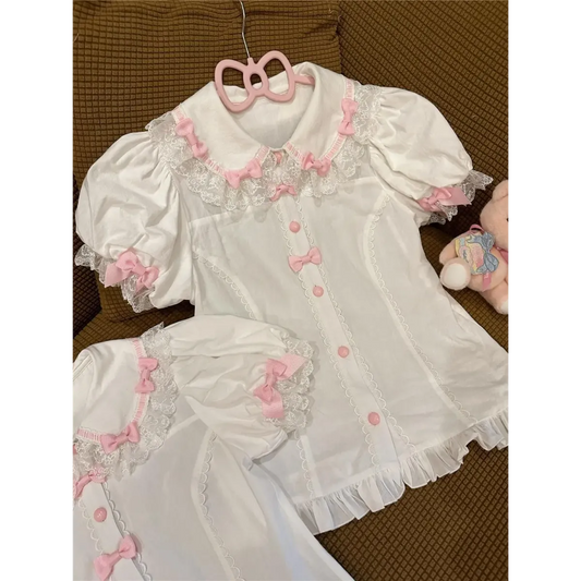 Sweet Lolita Peter Pan Collar Puff Sleeve Blouse - Women’s Clothing & Accessories - Blouse - 2