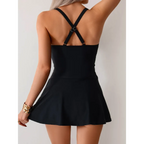Solid Halter Cross Back Bikini Set - Swimsuits - Swimsuit / Bikini / One-Piece Swimwear - 2