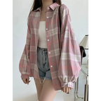 Vintage Preppy Plaid Button-Up Shirt - T-Shirts - Button-Up Shirt - 56