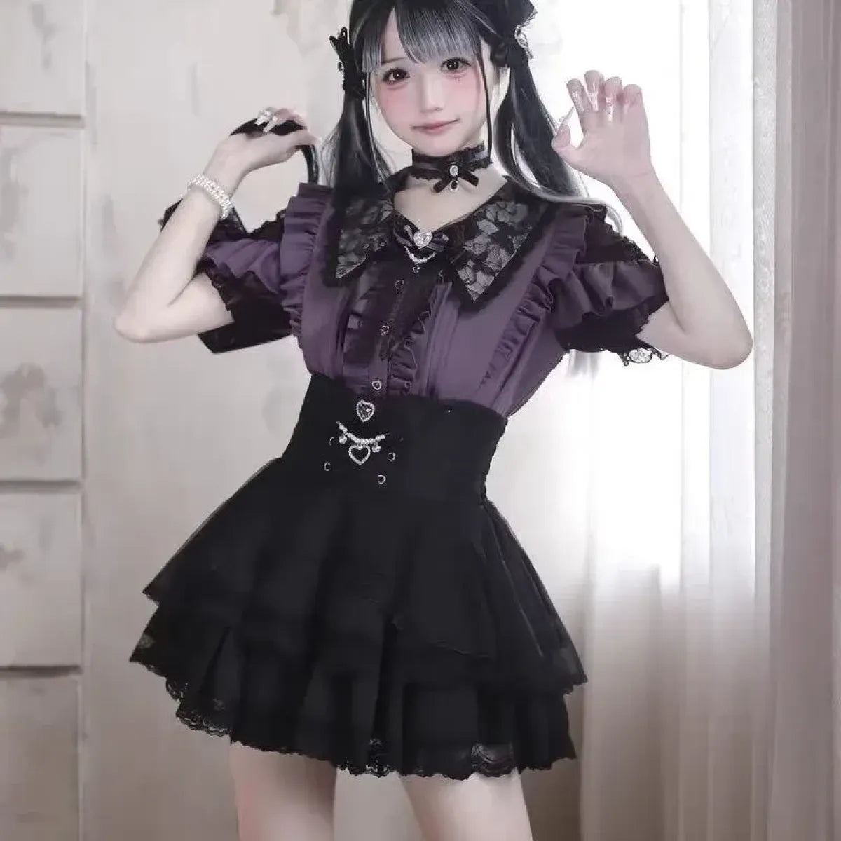 Lolita Lace Patchwork Bow Blouse - Dresses - Blouse - 3