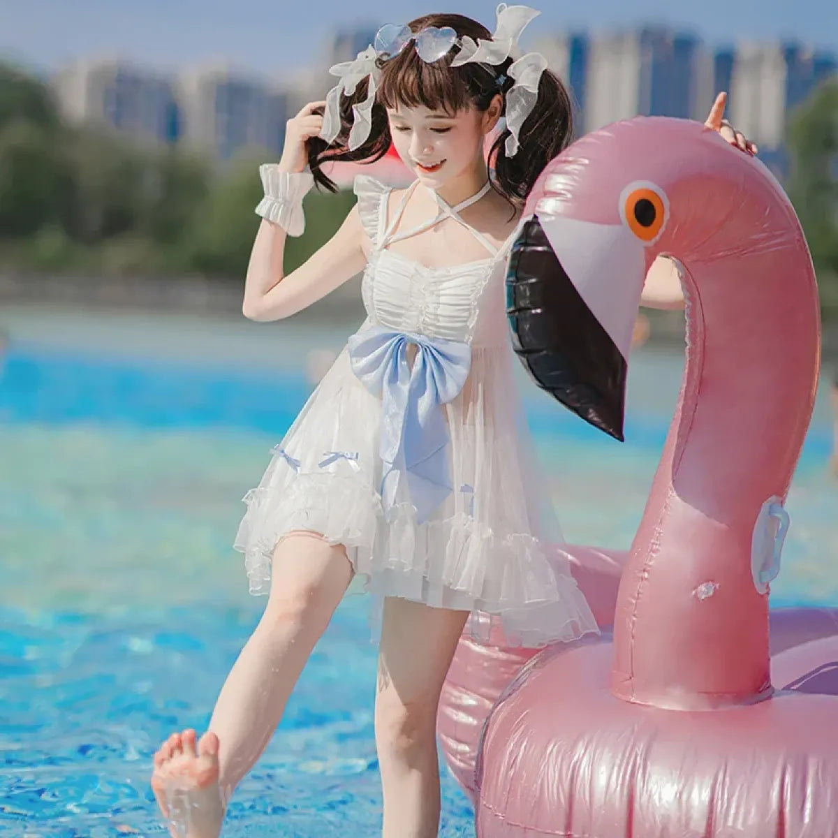 Sweet Lolita Bow One-Piece Swimsuit - Swimsuits - Swimsuit / Bikini / One-Piece Swimwear - 1
