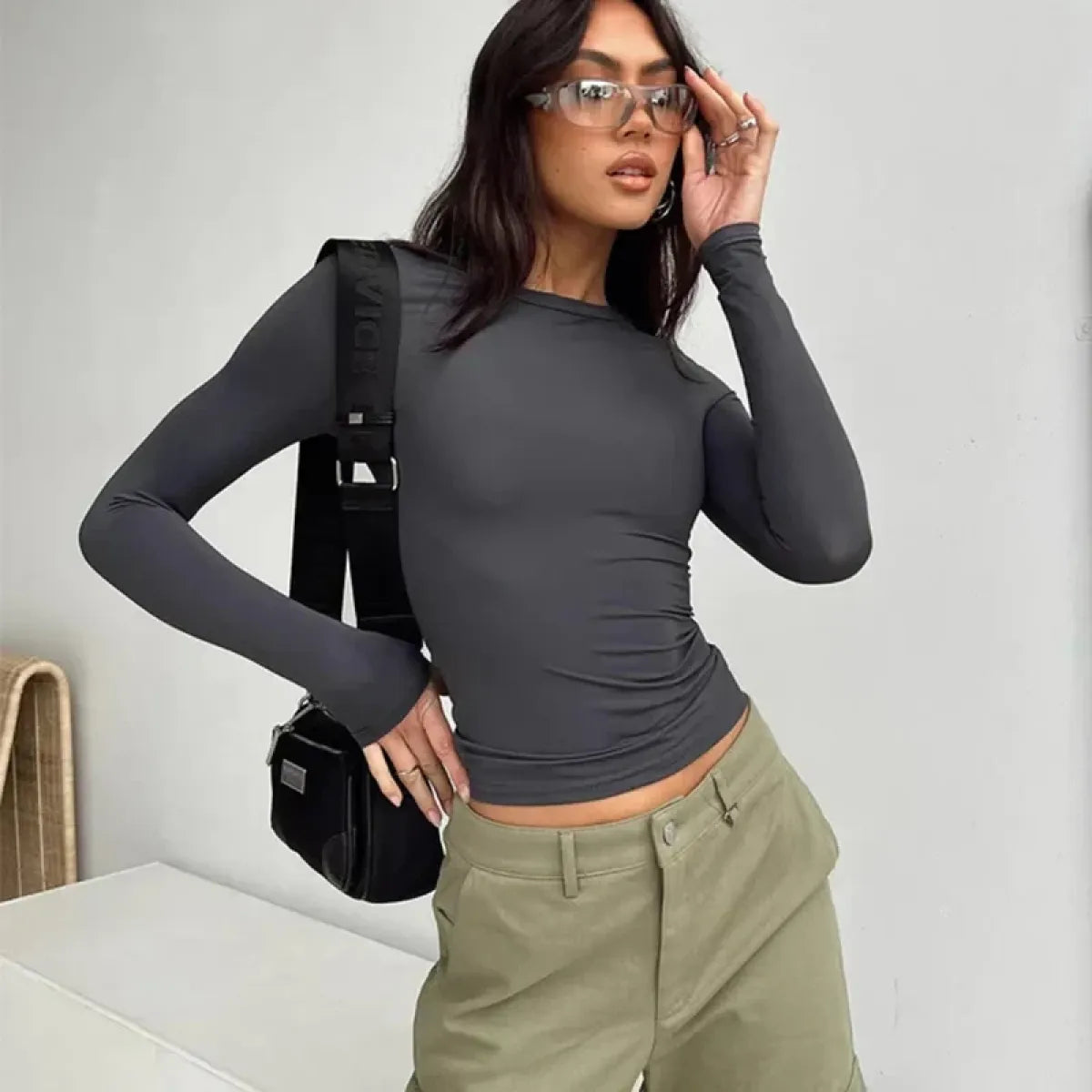 Solid Long Sleeve Slim Fit T-Shirt - T-Shirts - T-Shirt - 21