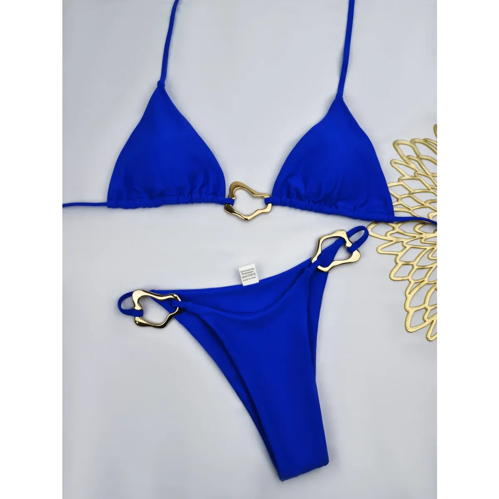 Solid Color Lace-Up Two-Piece Bikini Set - Swimsuits - Swimsuit / Bikini / One-Piece Swimwear - 6