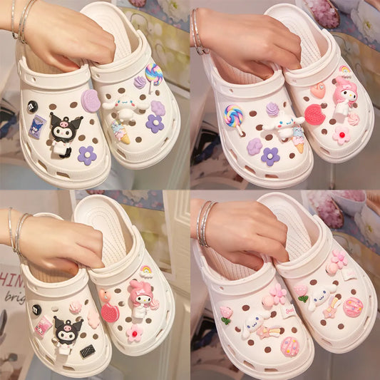10pcs/set Sanrio Anime Kuromi Cinnamoroll Shoe Charms - Kawaii Stop - 10pcs/set, Accessories, Anime, Cinnamoroll, Cute, Durable, Easy to Attach, Fashion, Footwear, Iconic Characters, Kuromi, Mix and Match, Personalize, PVC, Sanrio, Shoe Charms, Style, Versatile, Whimsical