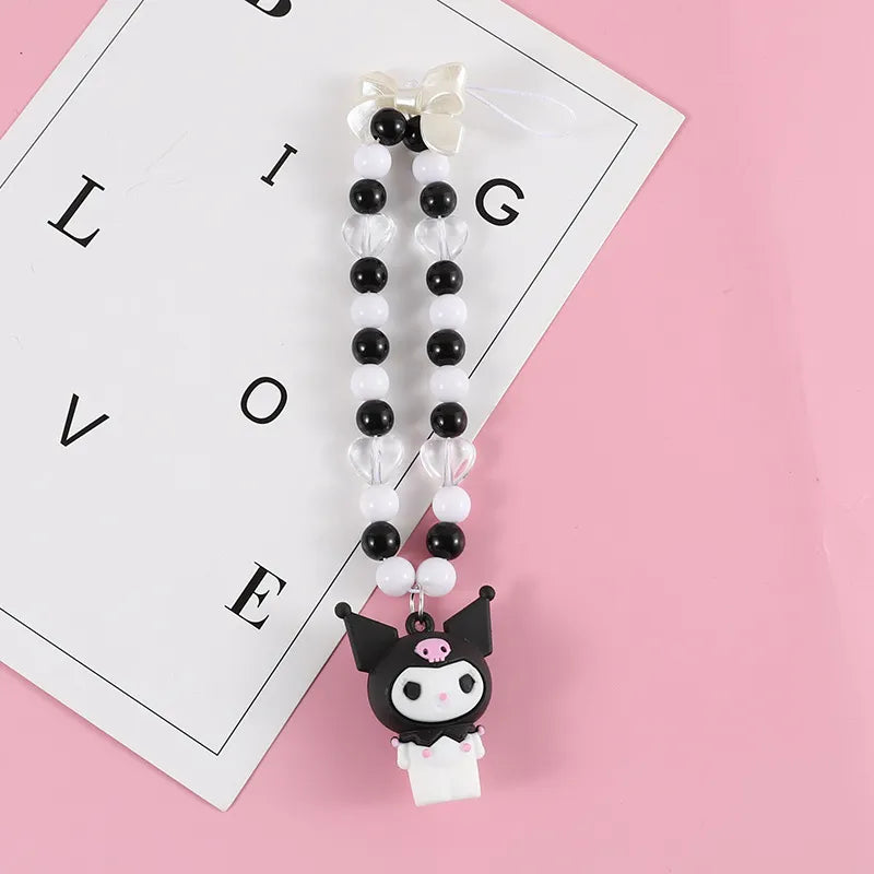 Sanrio Kuromi My Melody Doll Pendant Bracelet - Kawaii Stop - Backpack Accessory, Bracelet, Bracelets, CE Certified, Collectible, Cute, Doll Pendant, Durable, Finished Goods, Gift, In-Stock, Kawaii, Keychain, Mobile Phone Chain, Movie & TV Theme, Plastic, Sanrio, Summer, Unisex, Versatile