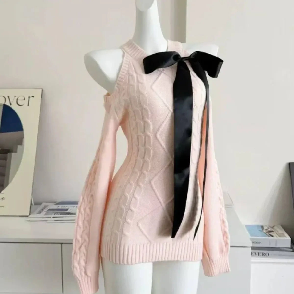 Preppy Bow Knit Sweater Y2K Gyaru Style - Dresses - Sweater / Pullover - 9