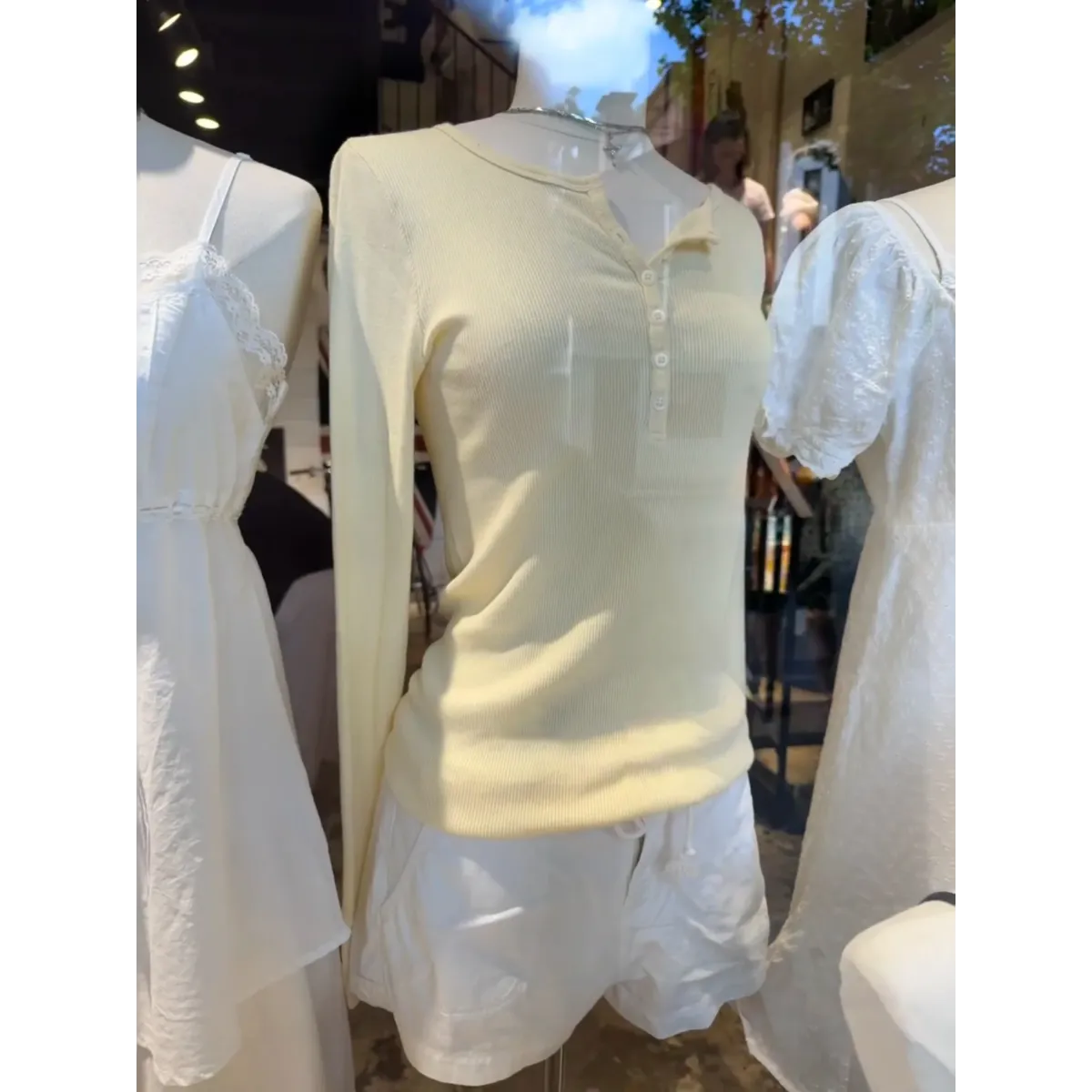 Six Button Ribbed Long Sleeve Slim Tee - T-Shirts - T-Shirt - 11