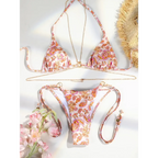 Triangle Chain Print Micro Thong Bikini Set - Swimsuits - Swimsuit / Bikini / One-Piece Swimwear - 2