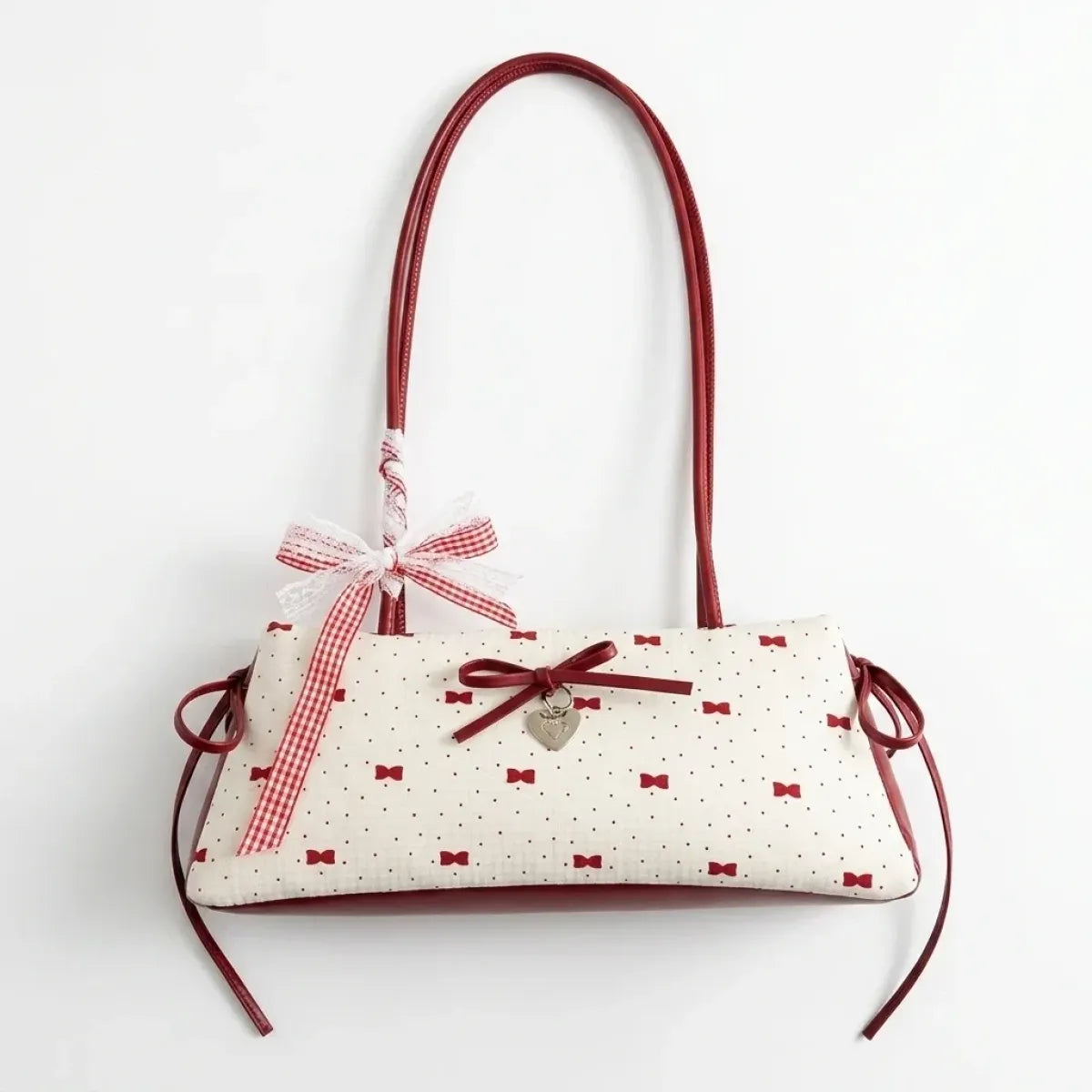 Polka Dot Bow Baguette Shoulder Bag - Accessories - Shoulder Bag - 5