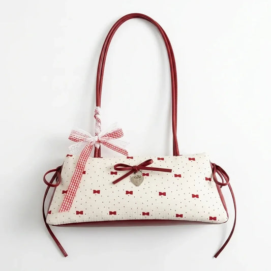 Polka Dot Bow Baguette Shoulder Bag - Accessories - Shoulder Bag - 5