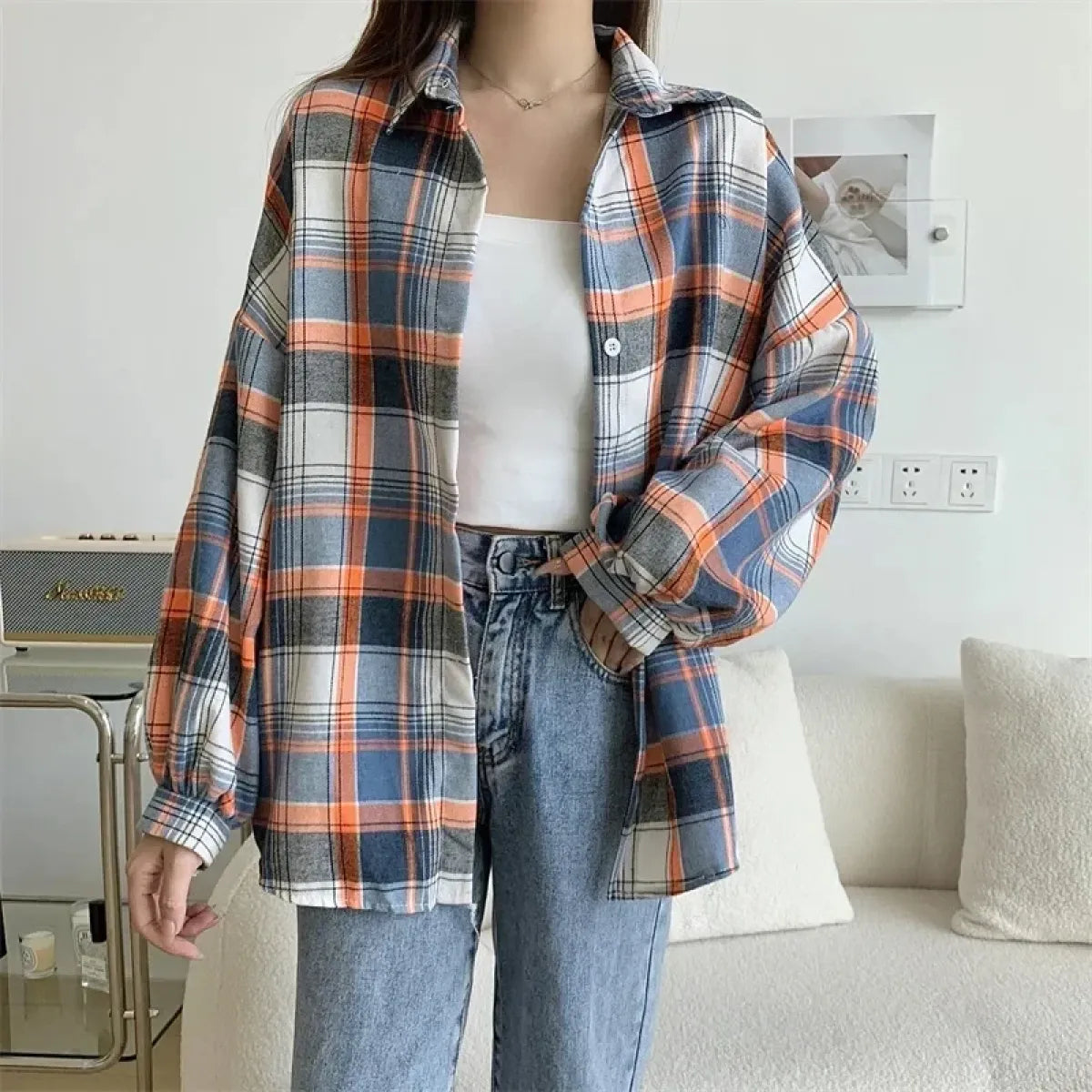 Vintage Preppy Plaid Button-Up Shirt - T-Shirts - Button-Up Shirt - 57