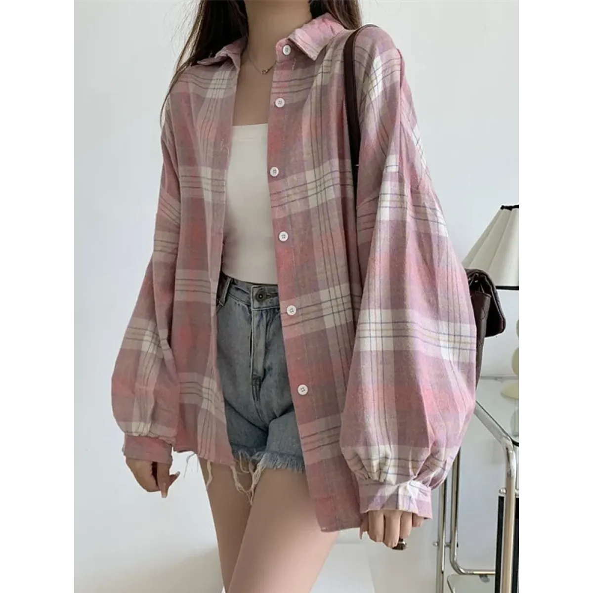 Vintage Preppy Plaid Button-Up Shirt - T-Shirts - Button-Up Shirt - 3