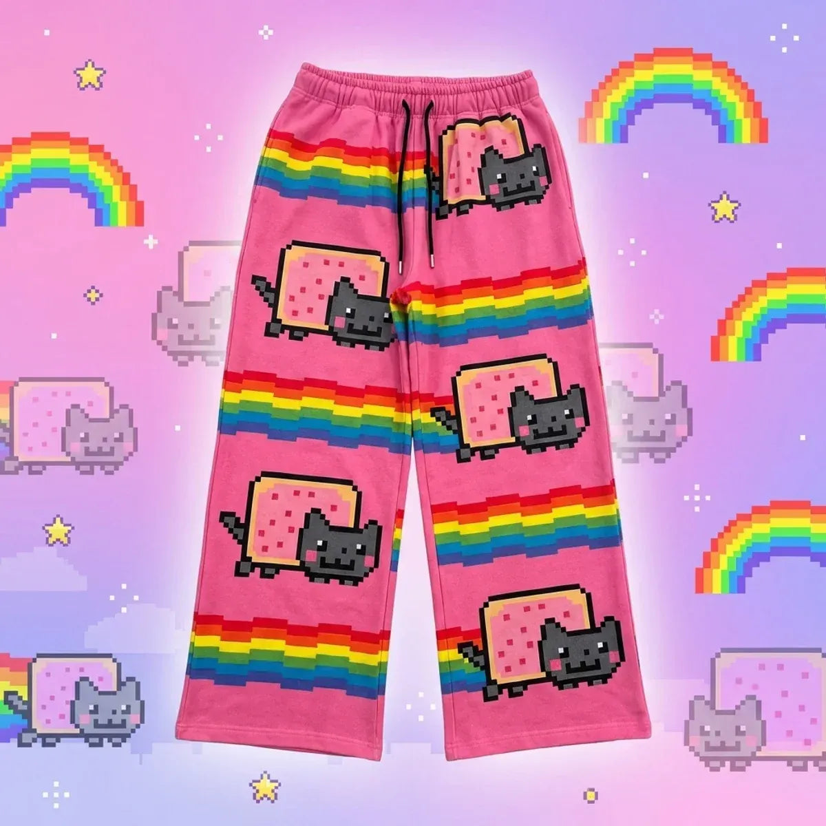 Pink Cartoon Cat Loose Y2K Jogger Pants - Best Sellers - Joggers / Sweatpants - 7